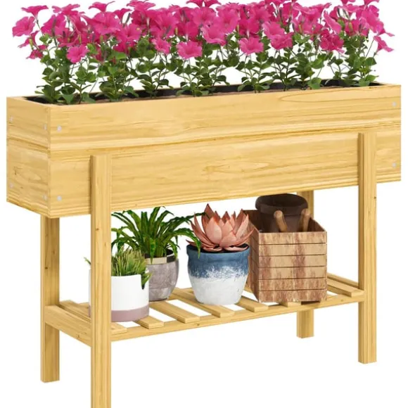 Rootz Træblomsterboks - hævet planter - Haveseng - Fleece -foring - Sund jord - 100 x 30 x 70,5 cm
