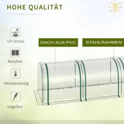 Rootz Tunnel Drivhus - Plantehus - Havedrivhus - Høj stabilitet - Nem adgang - Let og bærbar - 395 cm x 100 cm x 80 cm - Stålramme