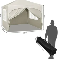 Rootz Ultimate Outdoor Gazebo - Vejrbestandig pavillon - Eventtelt - Stærk metalramme - UV- og regnbeskyttelse - Nem opsætning - 3x3m