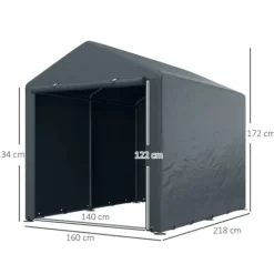 Rootz Værktøjsskur - Cykel-/motorcykelopbevaring - Haveudstyr - UV-resistent presenning - Galvaniseret stålstel - 160 cm x 218 cm x 172 cm