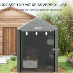 Rootz Værktøjsskur - Udendørs opbevaring - Cykelskur - Motorcykelgarage - UV-resistent presenning - Galvaniseret stål - 120 cm x 179 cm x 165 cm
