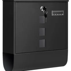 Rootz Wall Mailbox - Outdoor Letterbox - Locking Mail Holder - Rust -resistente, Privacy Secure - 37x37x10,5 cm sort