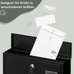 Rootz Wall Mailbox - Outdoor Letterbox - Locking Mail Holder - Rust -resistente, Privacy Secure - 37x37x10,5 cm sort