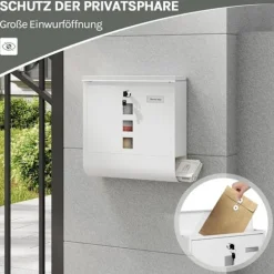 Rootz Wall Montered Mailbox - Post Box - Letterbox - Vandtæt og rustbestandig - 37x37x10,5 cm hvid