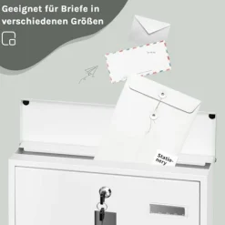 Rootz Wall Montered Mailbox - Post Box - Letterbox - Vandtæt og rustbestandig - 37x37x10,5 cm hvid