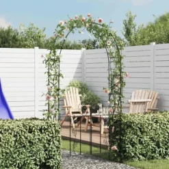 Rosenbue med låge til haven - Stabil og vejrbestandig | Farve: Sort | Størrelse: 200x50x230 cm