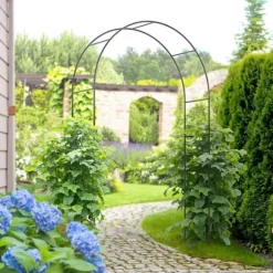 Rosenbue/havebue i metal, sort, 140×40×240 cm, til klatreplanter