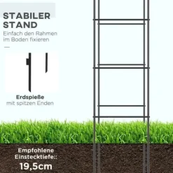 Rosenbue/havebue i metal, sort, 140×40×240 cm, til klatreplanter