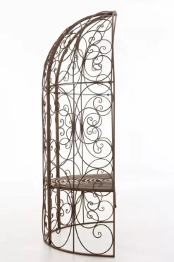 Rosie Antique Brown Metal Half Gazebo with Built-in Bench - Garden Trellis for Climbing Plants, 178cm