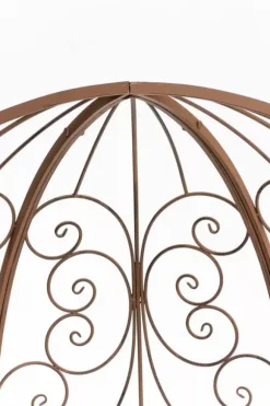 Rosie Antique Brown Metal Half Gazebo with Built-in Bench - Garden Trellis for Climbing Plants, 178cm