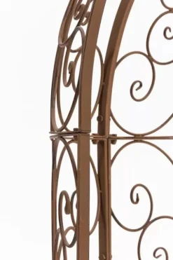 Rosie Antique Brown Metal Half Gazebo with Built-in Bench - Garden Trellis for Climbing Plants, 178cm