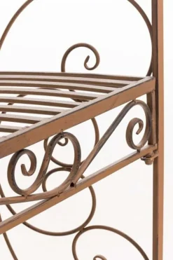Rosie Antique Brown Metal Half Gazebo with Built-in Bench - Garden Trellis for Climbing Plants, 178cm
