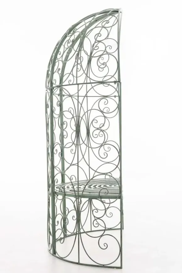 Rosie Half Gazebo with Bench, Antique Green Metal Trellis for Climbing Plants, 178cm Height