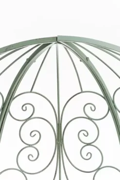 Rosie Half Gazebo with Bench, Antique Green Metal Trellis for Climbing Plants, 178cm Height