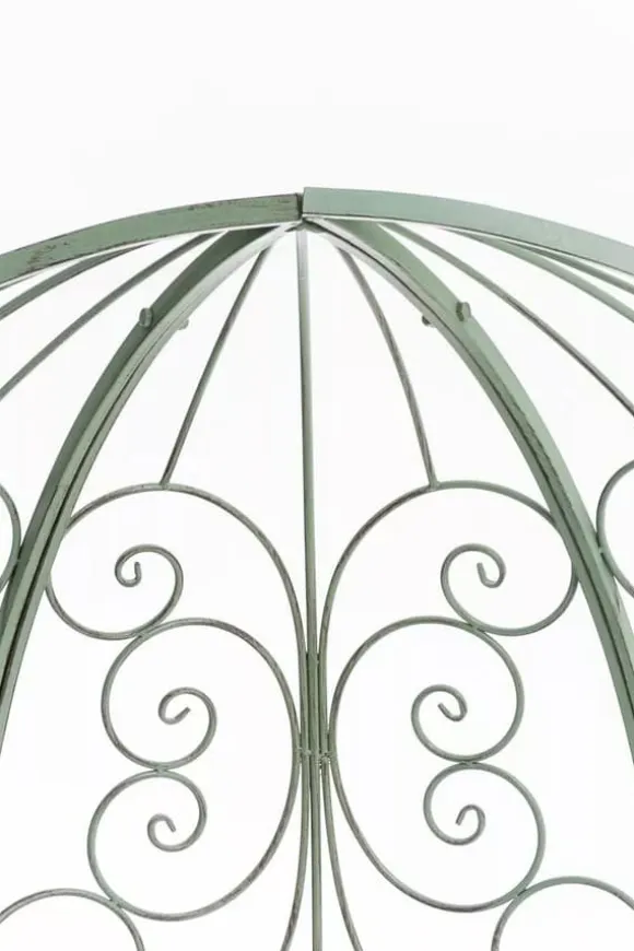 Rosie Half Gazebo with Bench, Antique Green Metal Trellis for Climbing Plants, 178cm Height