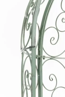 Rosie Half Gazebo with Bench, Antique Green Metal Trellis for Climbing Plants, 178cm Height