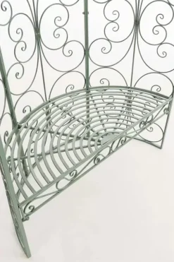 Rosie Half Gazebo with Bench, Antique Green Metal Trellis for Climbing Plants, 178cm Height