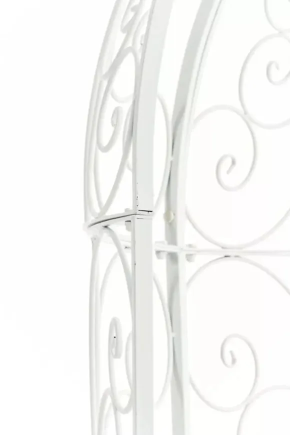 Rosie White Metal Half Gazebo with Bench - Garden Trellis Pavilion for Climbing Plants, 178cm H x 120cm W