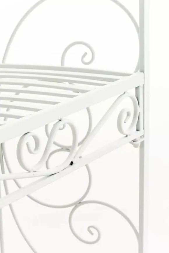 Rosie White Metal Half Gazebo with Bench - Garden Trellis Pavilion for Climbing Plants, 178cm H x 120cm W