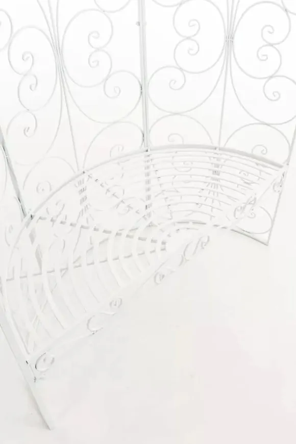 Rosie White Metal Half Gazebo with Bench - Garden Trellis Pavilion for Climbing Plants, 178cm H x 120cm W