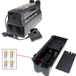 Rotte- og musefælde - Elektronisk fælde - 7000 V elstød - 220 V 60 Hz, strømadapter 6 V/1 A - Plast - 27,5×11,9×12,5 cm - Sort