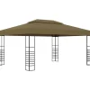 Rummelig pavillon 3x4 m - Ventileret festtelt med stålkonstruktion | Farve: Gråbrun | Størrelse: 3x4 m