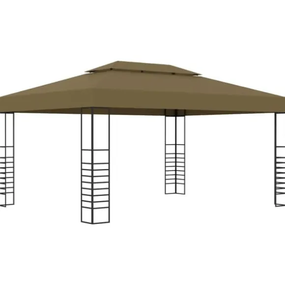 Rummelig pavillon 3x4 m - Ventileret festtelt med stålkonstruktion | Farve: Gråbrun | Størrelse: 3x4 m