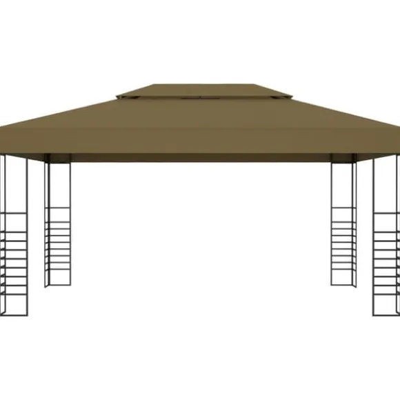 Rummelig pavillon 3x4 m - Ventileret festtelt med stålkonstruktion | Farve: Gråbrun | Størrelse: 3x4 m