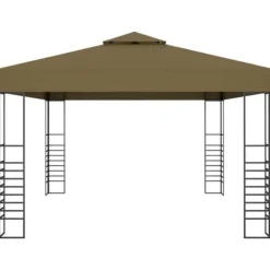 Rummelig pavillon 3x4 m - Ventileret festtelt med stålkonstruktion | Farve: Gråbrun | Størrelse: 3x4 m