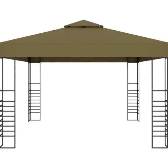 Rummelig pavillon 3x4 m - Ventileret festtelt med stålkonstruktion | Farve: Gråbrun | Størrelse: 3x4 m
