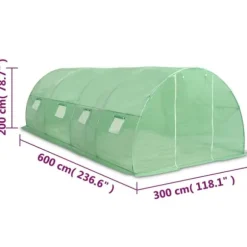 Rummeligt drivhus 18 m² - Plantehus med galvaniseret stålramme | Størrelse: 600x300x200 cm