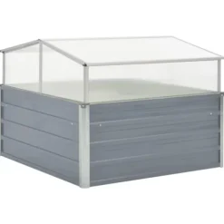 Rummeligt drivhus i galvaniseret stål - Beskyt planter | Størrelse: 100x100x85 cm | Farve: Grå
