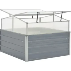 Rummeligt drivhus i galvaniseret stål - Beskyt planter | Størrelse: 100x100x85 cm | Farve: Grå