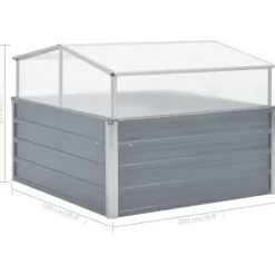 Rummeligt drivhus i galvaniseret stål - Beskyt planter | Størrelse: 100x100x85 cm | Farve: Grå