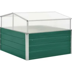 Rummeligt drivhus i galvaniseret stål - Plantebeskyttelse | Størrelse: 100x100x77 cm | Farve: Grøn