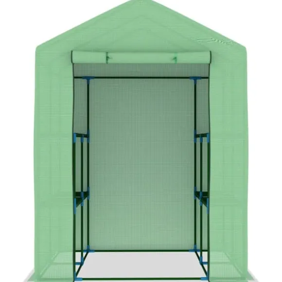Rummeligt drivhus med hylder - Plantehus i stål | Størrelse: 143x143x195 cm