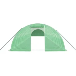 Rummeligt drivhus med stålstel - 72 m² | Størrelse: 18x4x2 m | Farve: Grøn