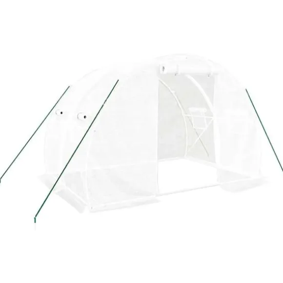 Rummeligt drivhus med stålstel - 6 m² | Farve: Hvid | Størrelse: 3x2x2 m