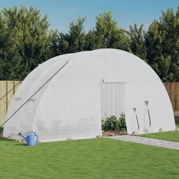 Rummeligt drivhus med stålstel - 12 m² | Farve: Hvid | Størrelse: 6x2x2,85 m