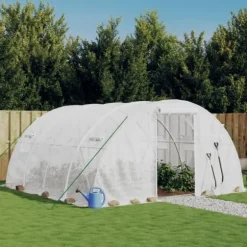 Rummeligt drivhus med stålstel - 16 m² | Farve: Hvid | Størrelse: 4x4x2 m