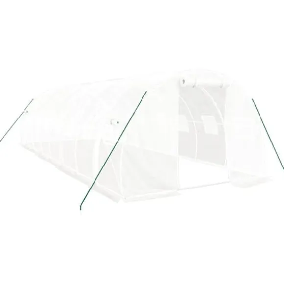 Rummeligt drivhus med stålstel - Beskyt dine planter | Størrelse: 24 m² | 8x3x2 m | Farve: Hvid