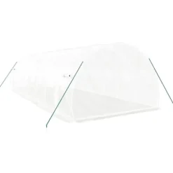 Rummeligt drivhus med stålstel - Beskyt dine planter | Størrelse: 24 m² | 8x3x2 m | Farve: Hvid
