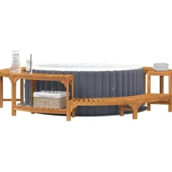 Rund Bubble Bath Indhegning i Akacietræ - Elegant & Vejrresistent | Ø255 cm | Farve: Brun
