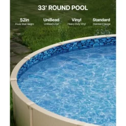 Rund Pool Liner 33ft, Unibead Style Pool Liner, 52in væghøjde