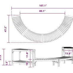 Rund udendørs spabad omkreds i solid akacietræ | Størrelse: 272 x 120 x 55.5 cm | Farve: Brun