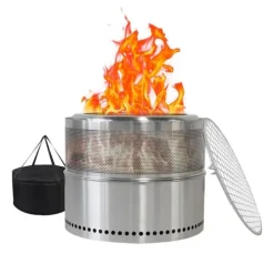 Rustfrit stålbålsted, foldbart træfyret BBQ-bålsted, bærbart til udendørs brug