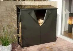Ruston Aluminum XXL Firewood Shed with Cover - Anthracite, 185x185x70cm