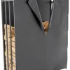 Ruston L Metal Firewood Storage Rack with Cover - Anthracite, 185cm Height, 130cm Width, 70cm Depth