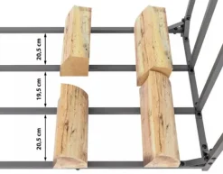 Ruston L Metal Firewood Storage Rack with Cover - Anthracite, 185cm Height, 130cm Width, 70cm Depth