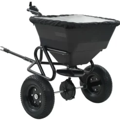 Saltspreder/strøtrækvogn 45 L - Robust PVC og stål | Størrelse: 125x74x79 cm